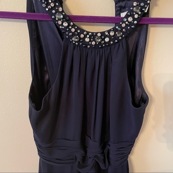 Eliza J Beaded Halter Tiered Chiffon Gown - Picture 3 of 10